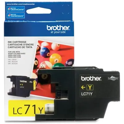 Obrázok produktu pre Brother LC71Y, Štandardná výťažnosť, Žltá, Atrament na pigmentovej báze, 300 ml, 1 kusov, Balenie po jednom kuse