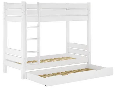 Produktbild von Etagenbett für Erwachsene weiß 100x200 Nische 100 teilbar Zubehör wählbar V-60.16-10WT100Rollrost und Gästebettkasten inkl.
