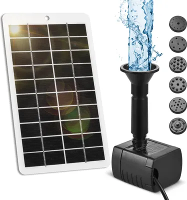 Zdjęcie produktu dla Solarna pompa fontannowa do użytku na zewnątrz, 4 W, 5 V, zestaw paneli słonecznych, natężenie przepływu 200 l/h, solarna pompa wodna do użytku na zewnątrz z kablem 1,5 m, 9 dysz, 6 trybów do kąpieli ptaków/ogrodu/podwórka/basenu/akwarium