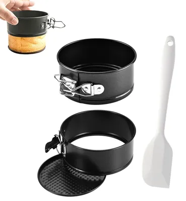 Produktbild von Mini Springform Set von 2, runde Backform, 11 cm, mit Silikonspatel, schwarz