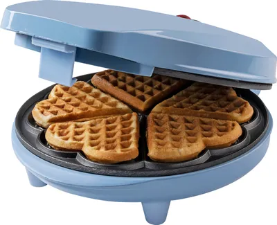 Produktbild von Bestron Waffeleisen für klassische Herzwaffeln, Waffelmaker mit Antihaftbeschichtung für Waffeln in Herzform, inkl. Backampel, 700 Watt, Farbe: Blau