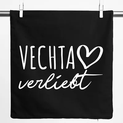 Produktbild von Huuraa Kissenbezug Vechta verliebt 40x40cm Black Baumwolle Dekokissenbezug Geschenkidee