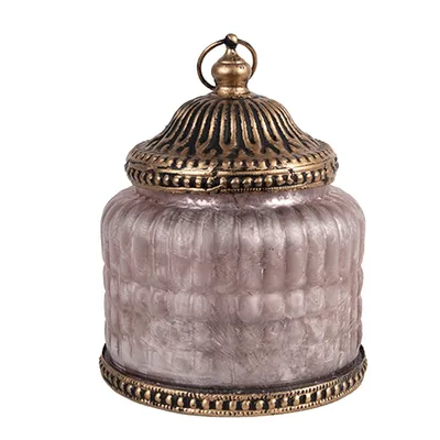 Produktbild von Clayre & Eef LED Laterne Ø 10x13 cm Rosa Glas