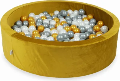 Immagine prodotto di Piscina di palline 400 pezzi 110x30 Velluto Oro: oro, argento, perla