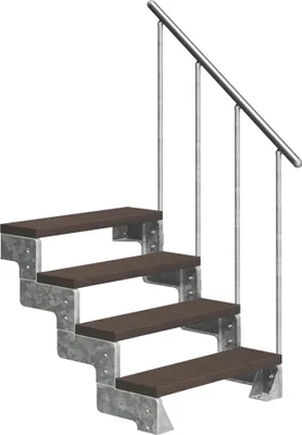 Produktbild von Dolle Außentreppe Gardentop 72-88cm Geschosshöhe mit Trimax dunkelbraun 80cm breit mit Geländer