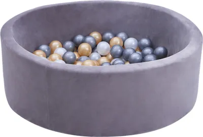 Produktbild von Sunny Boaz Bällebad für Kinder in Grau mit 160 Bällen | Bällepool samt rund für Kleinkinder ab 2 Jahren | Kinderbällebad aus PE 100 % BPA-frei |