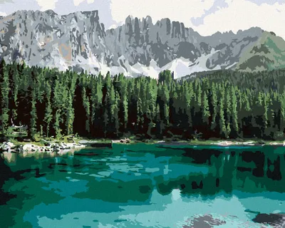 Produktbild von Zuty - Malen nach Zahlen - SEE MIT BERGEN UND WALD, 40x50 cm, ohne Keilrahmen