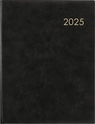 Image de Semainier anthracite 2025 - Calendrier de bureau 21x26,5 cm - 1 semaine sur 2 pages - avec perforation d'angle et scellage par fil - Carnet de notes - 728-0021