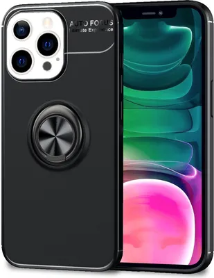 Immagine prodotto di NALIA Custodia nera per iPhone 13 Pro, custodia ad anello a 360°, copertura a cavalletto nero