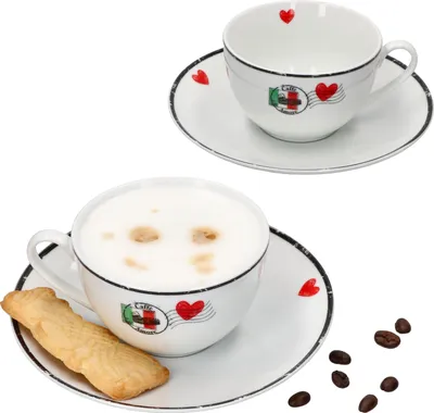 Produktbild von Ritzenhoff&Breker 4tlg Set Caffee Amore Cappuccinotasse + Untertasse 200ml Cafe
