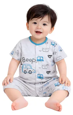 Produktbild von Baby Strampler – Ganzkörper mit Automotiv – Grau – Größe 68 (4–6 Monate) – 100% Baumwolle – Bequem und stylisch