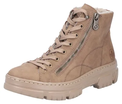 Produktbild von Rieker Damen Schnürboot Ziernähte Stiefelette Reißverschluss Warmfutter Z7410, Größe:40 EU, Farbe:Braun