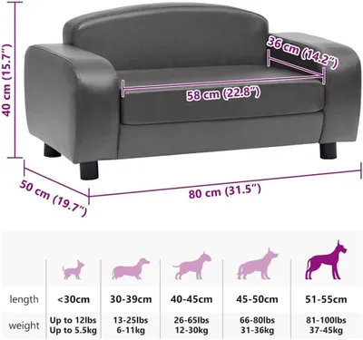 Produktbild von Hundebett Braun – Kunstleder – 80x50x40 cm – s Hundebett für kleine Hunde und Katzen