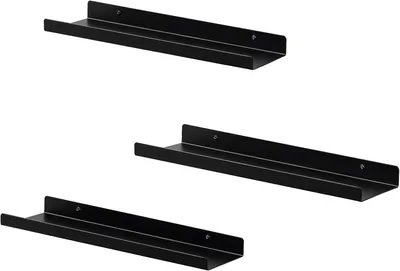Produktbild von EUGAD Wandregal 3er Set, aus Metall, schwebendes Regal, Schwarz, 43x3x9,9 cm