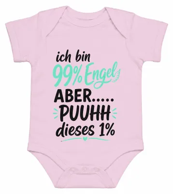 Produktbild von ich bin 99% Engel ABER PUUHH dieses 1% lustig Statement Sarkasmus Baby Body, Pink, 12/18