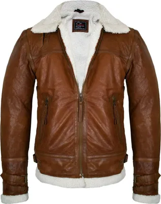 Produktbild von Herren Fell Lederjacke aus Echtem Ziegenleder Fliegerjacke Bomberjacke (XL,Braun)
