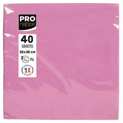 Image de PROnappe SV623841I PROnappe serviettes de table rose 2 plis 19,0 x 19,0 cm 40 pcs.