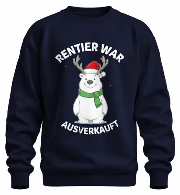Obrázok produktu pre Sob bol vypredaný vtipné vianočné polárny medveď parohy darček uni mikina pulóver, Navy, XL