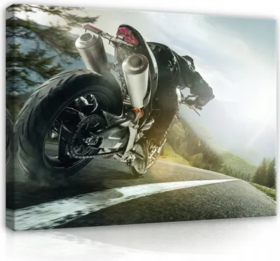 Produktbild von Leinwandbild Kinderzimmer Junge Motorrad 100x70 cm XXL Modern Canvas Leinwand Bilder Leinwandbilder Wandbilder Kunstdruck Bild auf Leinwand Aufhängefertig