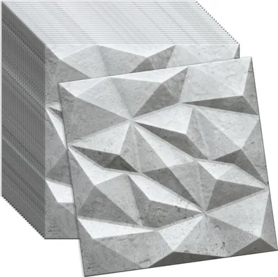Produktbild von Verdico | 3D Wandpaneel Polystyrole - Betonoptik 50x50 cm - Modernes Design - 24 Stück im Set, Wand- & Deckenverkleidung