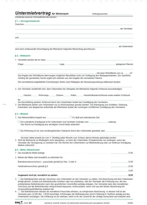 Produktbild von Untermietvertrag für Wohnräume SD 2x2 Blatt A4 Packung mit 25 Stück