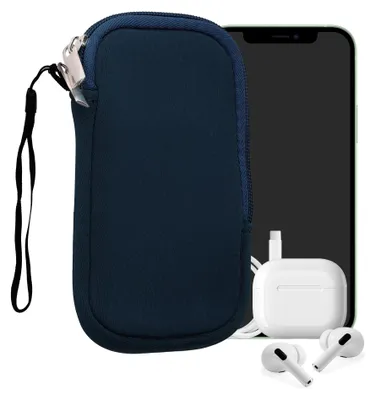 Produktbild von kwmobile Neopren Handytasche für Smartphones M - 5,5" - Handy Tasche mit Reißverschluss - Handyhülle universal Marineblau