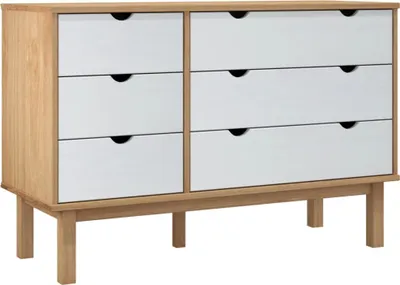 Immagine prodotto di vidaXL Comodino OTTA Marrone e bianco 111x43x73,5 cm Legno massello
