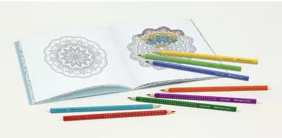 Produktbild von Faber-Castell 201433 - Ausmalset Happy Zen mit 8 Colour GRIP Buntstiften