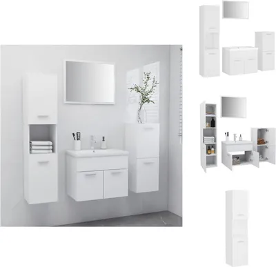 Immagine prodotto di vidaXL Set di mobili da bagno in legno bianco - Set di mobili da bagno