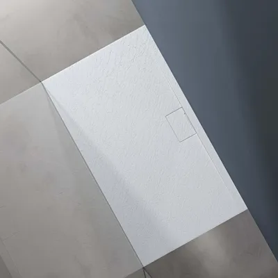 Immagine prodotto di doporro Piatto Doccia Rettangolare 80x140 cm in Resina Minerale Bianco Effetto Pietra, Ultrasottile H 3 cm Antiscivolo šC Geoma07