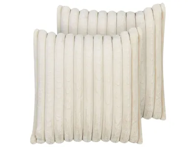 Obrázok produktu pre BELIANI Sada 2 dekoratívnych vankúšov béžová polyester 45 x 45 cm bez vzoru jednofarebná moderný štýl doplnky
