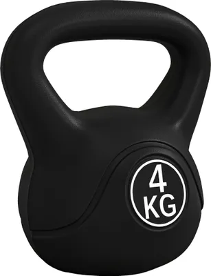 Produktbild von HOMCOM Kettlebell 4kg für Sport und Fitness mit flacher Basis und Griff, Kettlebell-Gewichte aus Kunststoff und Sand, 18x12x20 cm, Schwarz