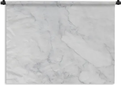 Produktbild von MuchoWow® Wandteppich Wandbehang Marmor - Weiß - Grau - Luxus - Marmoroptik - Stein 120x90 cm Tapisserie Dekoration Wandtuch - Wohnen - Aufhänger für die Wand