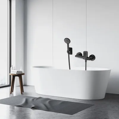 Produktbild von Badewannenarmatur Wasserfall mit Handbrause, Duscharmatur Badewanne mit Schlauch und Wandhalterung, Mischbatterie Dusche Wasserhahn Amaturen Set, Armatur Badewannen aus Messing für Bad