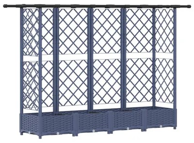 Produktbild von vidaXL Hochbeet mit Rankgitter und Dach Grau 202,5 x 40 x 123 cm PP