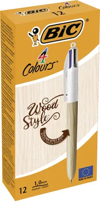 Image de BIC 508964 Stylo à bille rétractable 4 Colours Wood Style