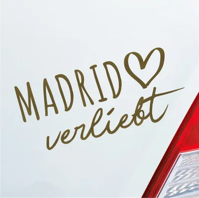 Produktbild von Auto Aufkleber Madrid verliebt Herz Stadt Heimat Liebe Car 19x9 cm Gold Sticker Heckscheibenaufkleber