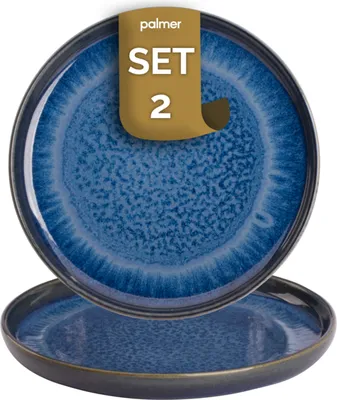 Produktbild von Palmer Jory, Teller flach, Ø 22 cm, 2 Stück, blau/braun Steinzeug
