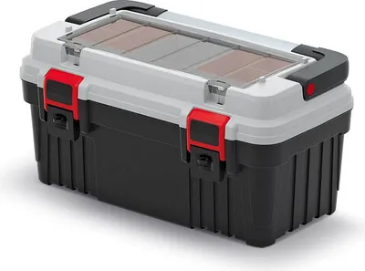 Produktbild von OPTIMA Werkzeugkiste mit integrierten Organizern, Arbeitstischfunktion, 25,6 cm breit