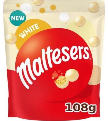 Zdjęcie produktu dla Maltesers White Chocolate 108g – Chrupiące kuleczki Malteser z białą czekoladą