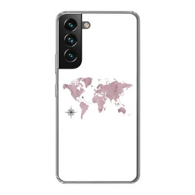 Produktbild von MuchoWow® Handyhülle Schutzhülle Hülle für Samsung Galaxy S22 Weltkarte - Rosa - Flugzeug Silikon Softcase Handy Hülle - Mobiltelefonhülle