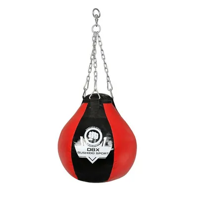 A punching bag hanging from chains.