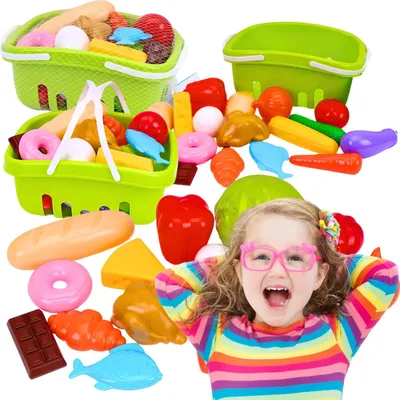 Produktbild von Einkaufswagen mit einem Set Lebensmittel, lustiger Einkaufskorb 8720