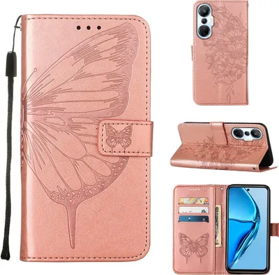 Produktbild von Infinix Hot 20S / 20 Pro Hülle, Schmetterling Prägung Flip Leder Kartenfächer Schutzhülle Ledertasche mit Ständer für Infinix Hot 20S / 20 Pro Pink