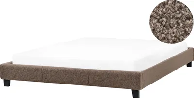 Produktbild von BELIANI Polsterbett Taupe Bouclé Stoffbezug mit Lattenrost 180x200 cm ohne Kopf- und Fußteil Modern Skandi Schlafzimmer Doppelbett Bettrahmen