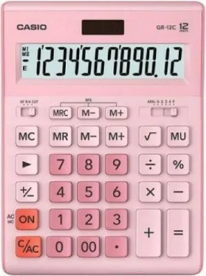 Zdjęcie produktu dla Casio GR-12C-PK, Desktop, Podstawowy kalkulator, 12 cyfr(y), Bateria/Energia słoneczna, Różowy
