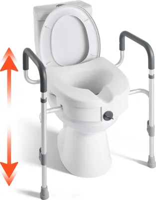 Image de VEVOR Rehausseur de siège de toilettes Rehausseur de toilettes avec accoudoirs & capacité de charge de 159 kg & hauteur de levage de 127 mm & cadre en aluminium, siège de toilettes surélevé pour personnes âgées, seniors et adultes handicapés