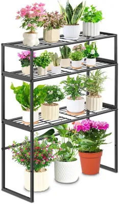 Image de Jardinière métallique sans fond à 3 niveaux, pour l'intérieur et l'extérieur