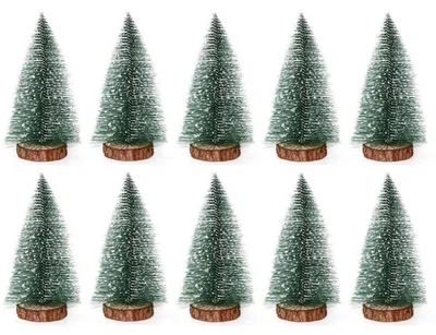 Image de Mini sapins de Noël, 12 pièces, 10 cm, sapins miniatures artificiels, couleur verte