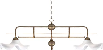 Produktbild von Pendelleuchte Weiß Bronze E27 Glas Messing Jugendstil Hängelampe